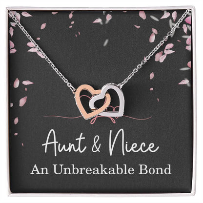 Aunt Niece Necklace, Aunt Niece Gifts, Aunt Niece An Unbreakable Bond, Niece Interlocking Hearts Jewelry for Christmas, Birthdays, and Mother's Day, Unique Gifts for Niece