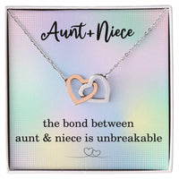 Load image into Gallery viewer, Aunt and Niece Necklace, Inspirational Gifts for Niece Birthday Christmas, Gifts from Aunt to Niece with Unbreakable Bond Quote, Interlocking Hearts Necklace ShineOn Fulfillment
