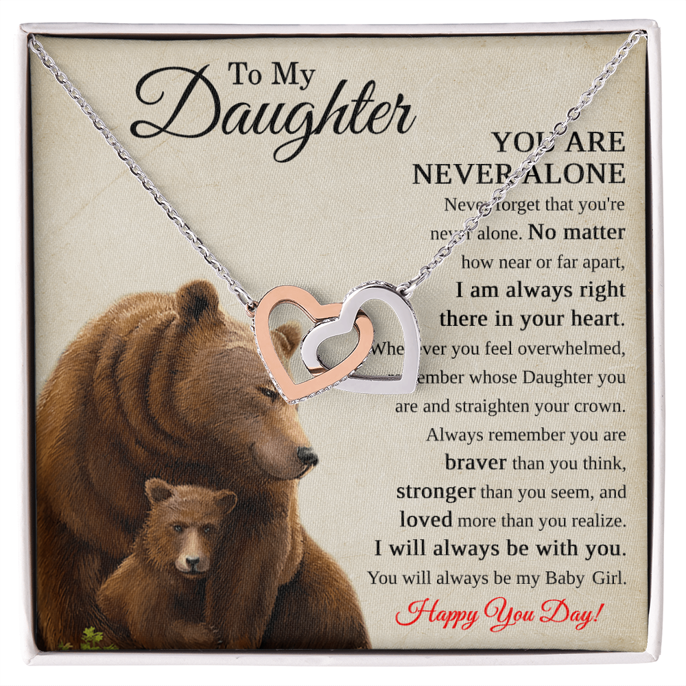 Birthday Jewelry for Daughter - To My Daughter Necklace with Two Hearts Stainless Steel