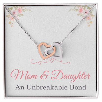 Mother’s Day Necklace from Daughter – Birthday or Christmas Gift for Mom – An Unbreakable Bond Interlocking Heart Pendant