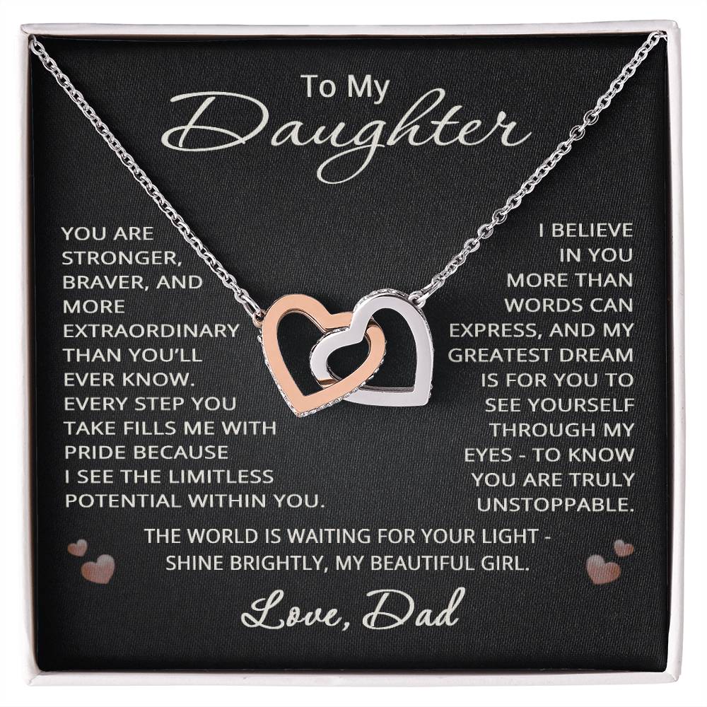 To My Daughter from Dad Necklace Love Dad Gift Heart Pendant Jewelry Christmas Birthday Graduation