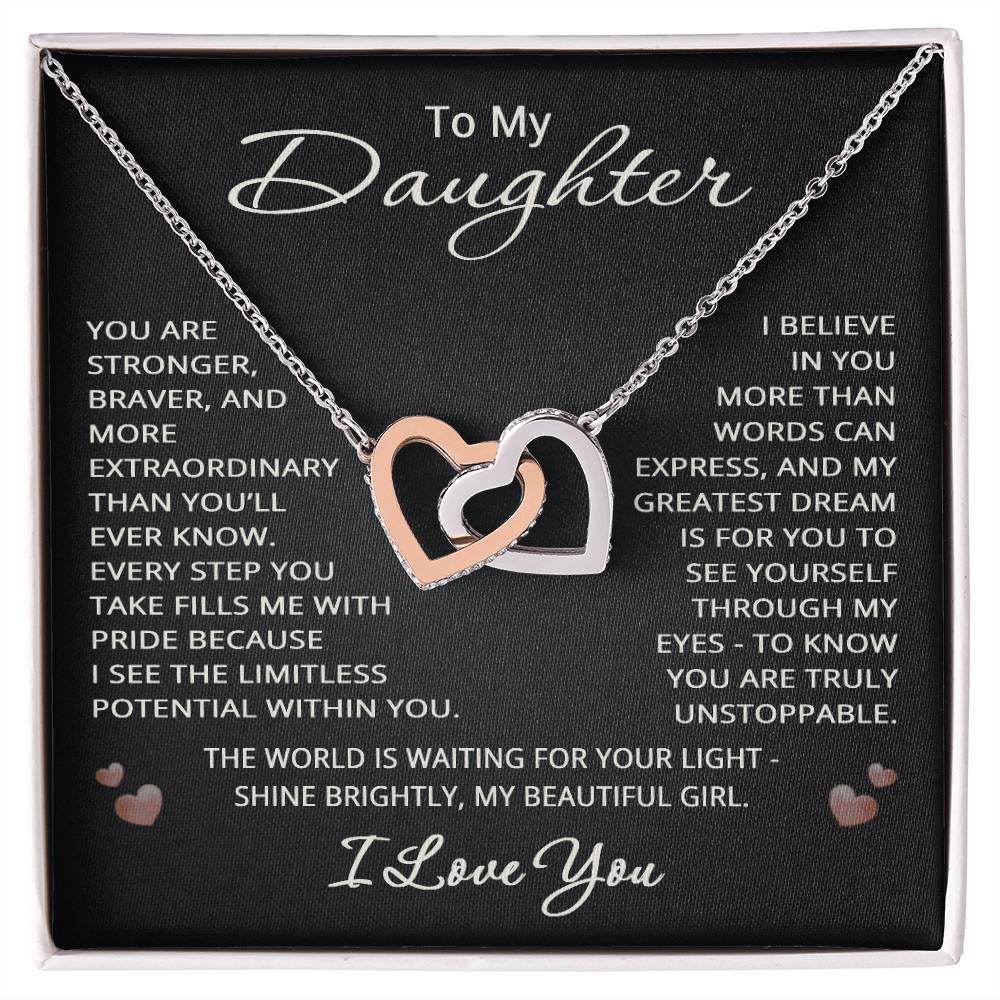 To My Daughter Necklace from Mom Dad I Love You Gift Heart Pendant Jewelry