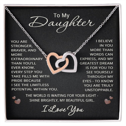 To My Daughter Necklace from Mom Dad I Love You Gift Heart Pendant Jewelry