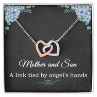 Load image into Gallery viewer, Mother Son Necklace – Interlocking Hearts Gift from Son with Heartfelt Message Card, Rose Gold Silver ShineOn Fulfillment
