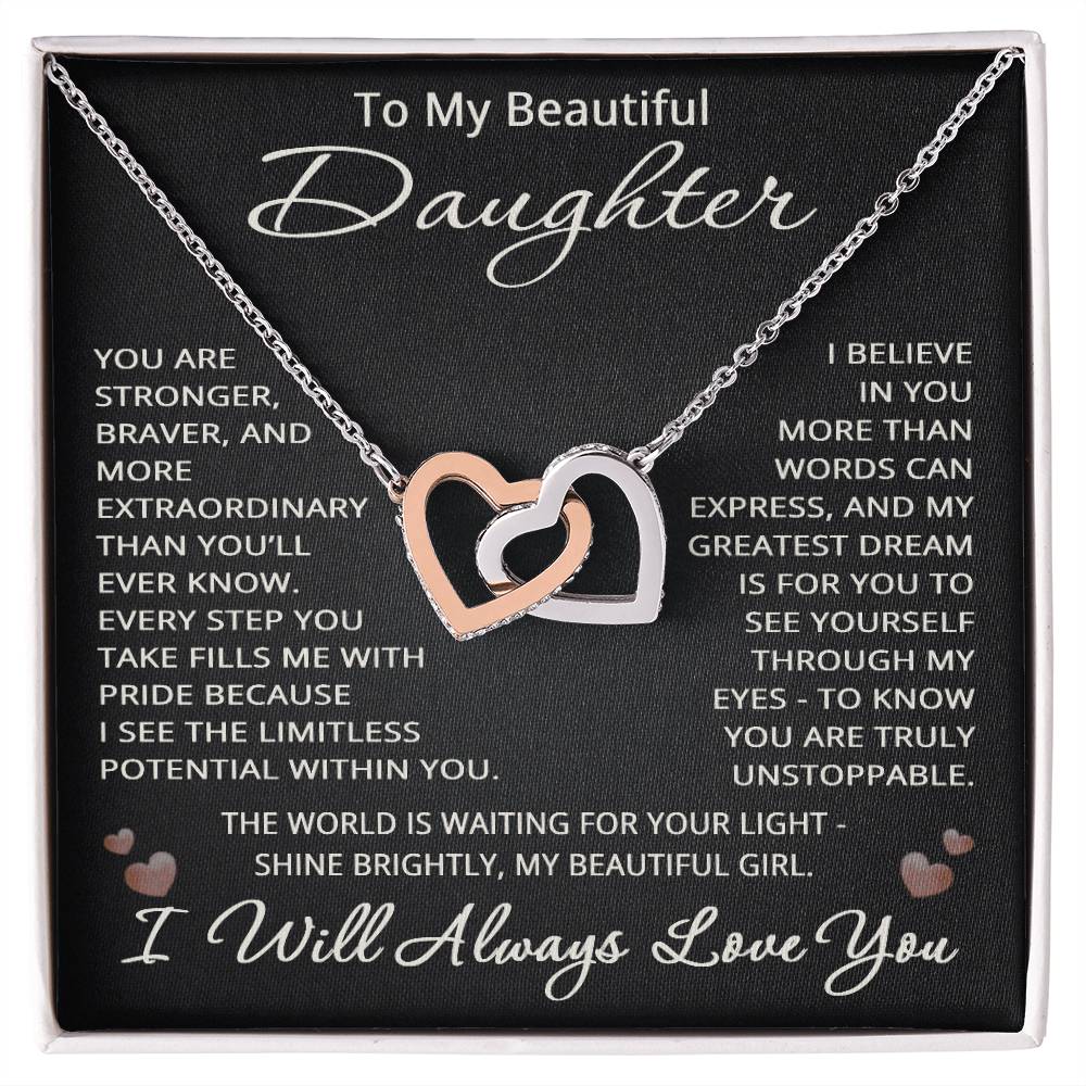 To My Beautiful Daughter Necklace I Will Always Love You from Mom Dad Birthday Christmas Jewelry Gift