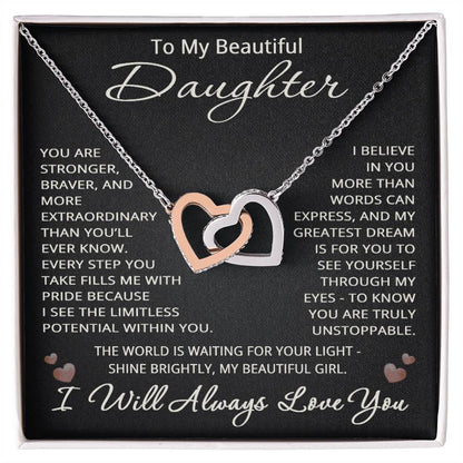 To My Beautiful Daughter Necklace I Will Always Love You from Mom Dad Birthday Christmas Jewelry Gift