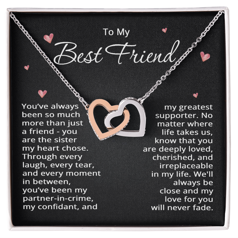 To My Best Friend Necklace Best Friend Christmas Gift Birthday Wedding Sister my Heart Chose Two Heart Pendant Bestie Jewelry BFF Gift Long Distance