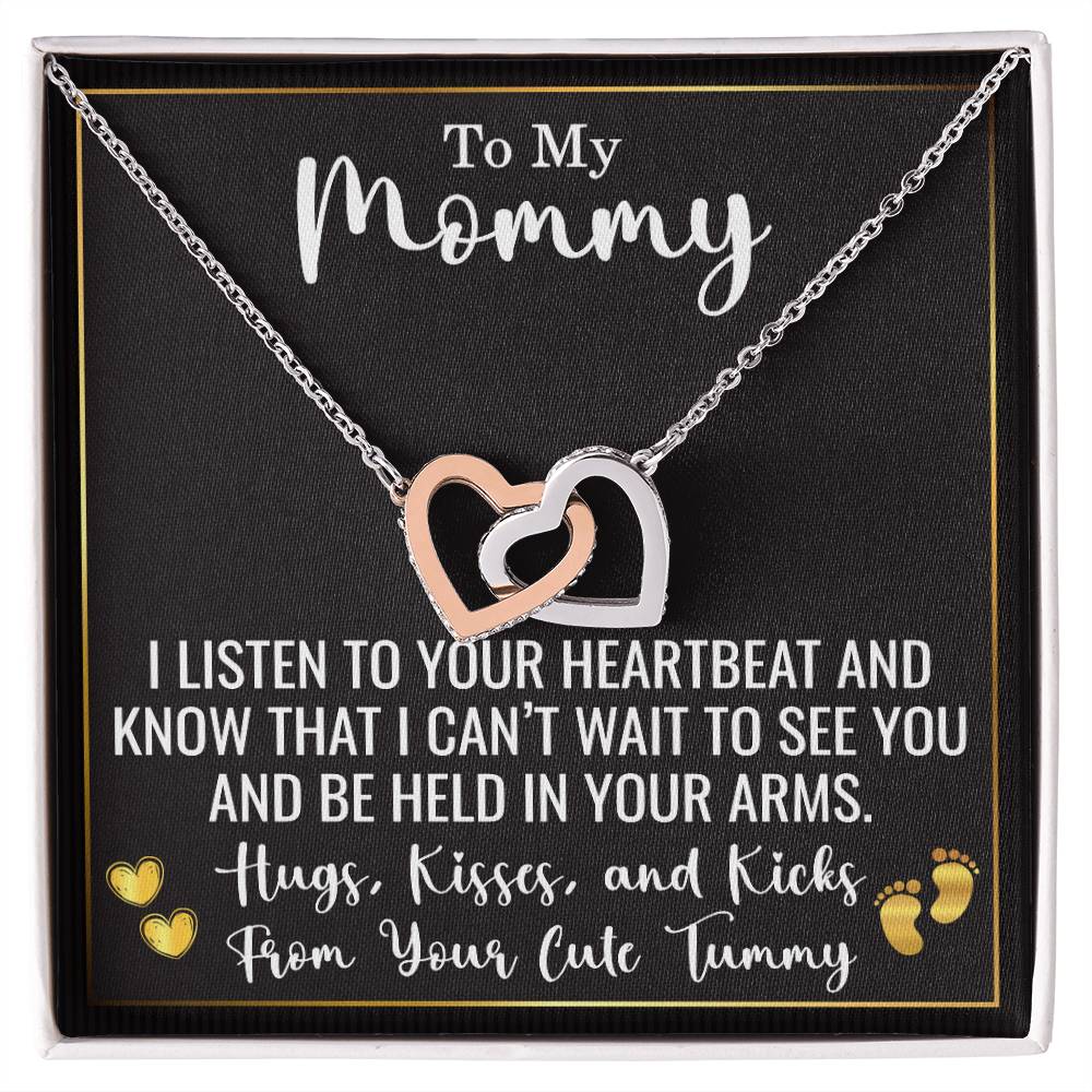 To My Mommy Necklace from Baby Bump – Expecting Mom Gift for Christmas, Baby Shower, or Mother’s Day – Hugs, Kisses, and Kicks from Your Tummy