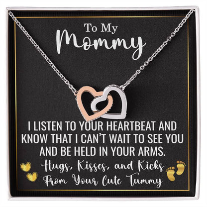 To My Mommy Necklace from Baby Bump – Expecting Mom Gift for Christmas, Baby Shower, or Mother’s Day – Hugs, Kisses, and Kicks from Your Tummy