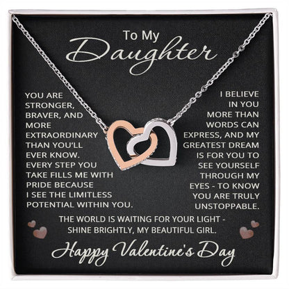 Valentines Day Gift for Daughter Happy Valentine's Day Necklace from Mom Dad for Daughter Heart Pendant Jewelry