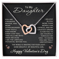 Load image into Gallery viewer, Valentine's Day Necklace for Daughter from Mom Dad with interlocking hearts and gift box
