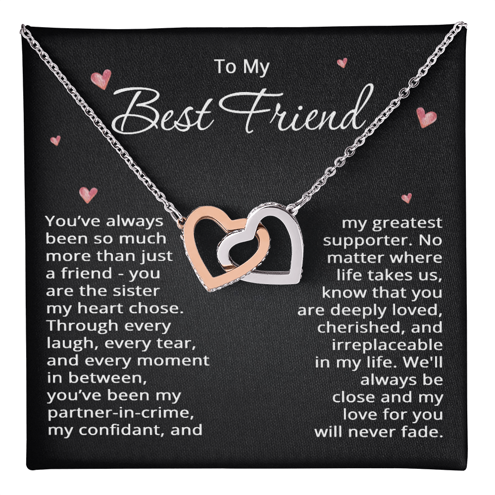 To My Best Friend Necklace Best Friend Christmas Gift Birthday Wedding Sister my Heart Chose Two Heart Pendant Bestie Jewelry BFF Gift Long Distance