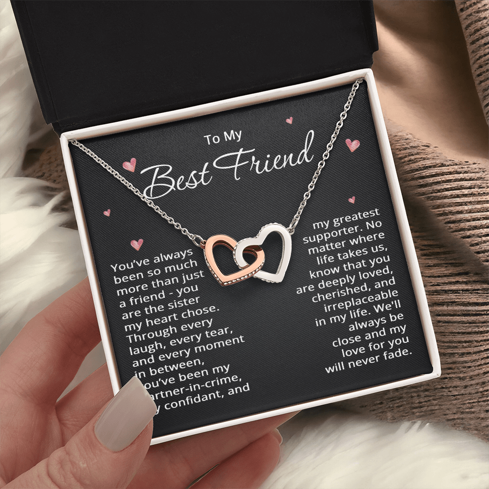 To My Best Friend Necklace Best Friend Christmas Gift Birthday Wedding Sister my Heart Chose Two Heart Pendant Bestie Jewelry BFF Gift Long Distance