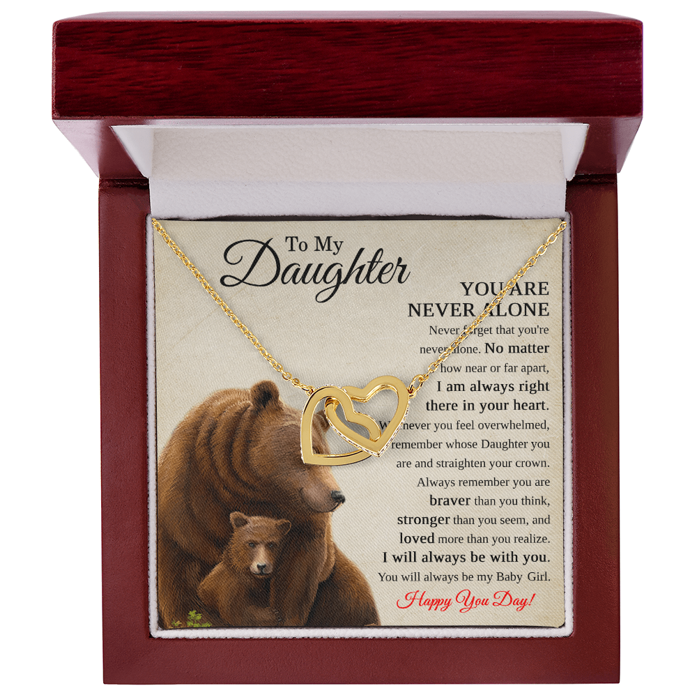 Birthday Jewelry for Daughter - To My Daughter Necklace with Two Hearts Stainless Steel