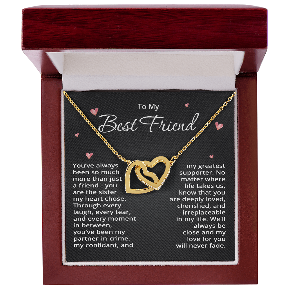To My Best Friend Necklace Best Friend Christmas Gift Birthday Wedding Sister my Heart Chose Two Heart Pendant Bestie Jewelry BFF Gift Long Distance