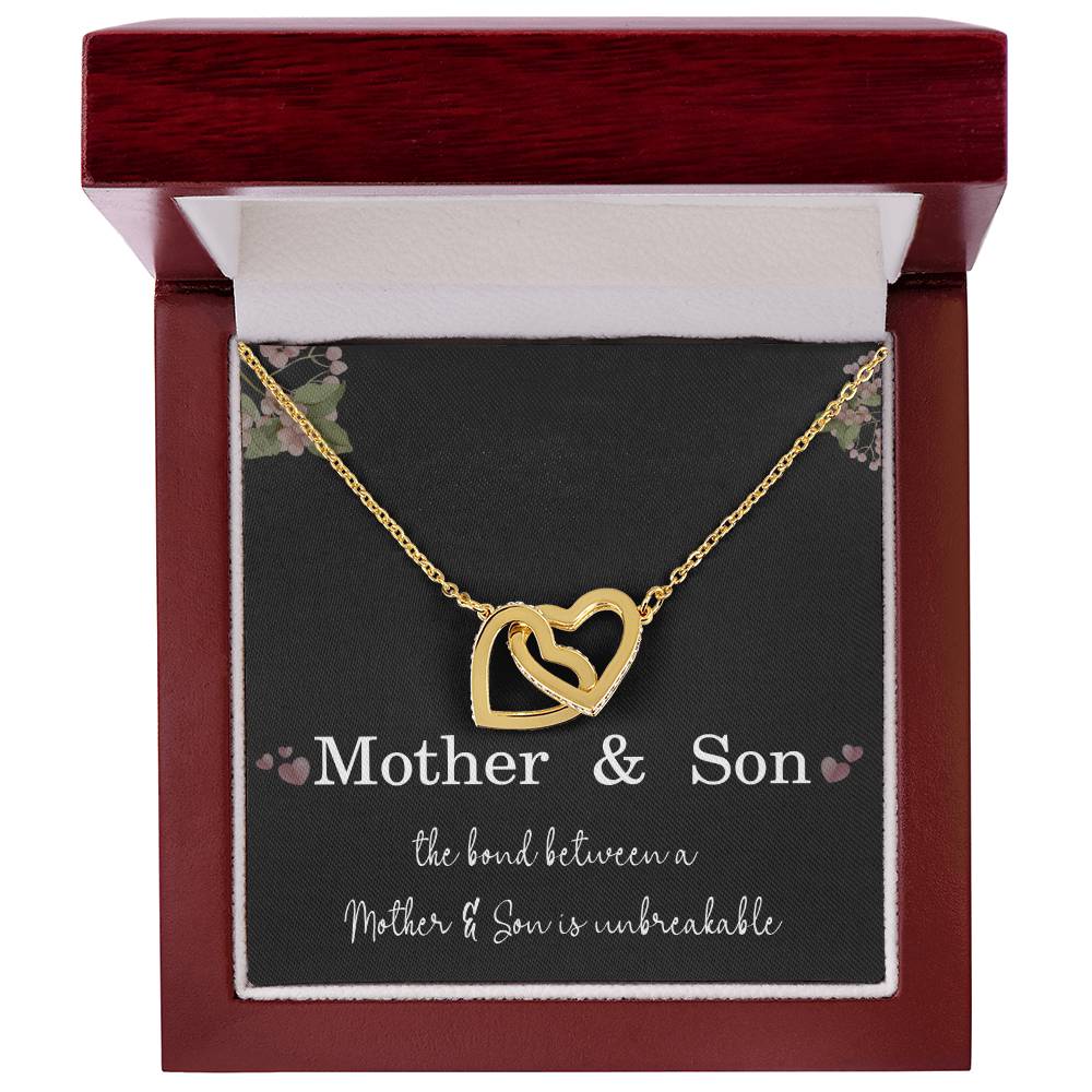 Mother’s Day Gift from Son – Mother and Son Interlocking Heart Pendant for Birthday or Christmas – The Bond Between a Mother and Son Is Unbreakable