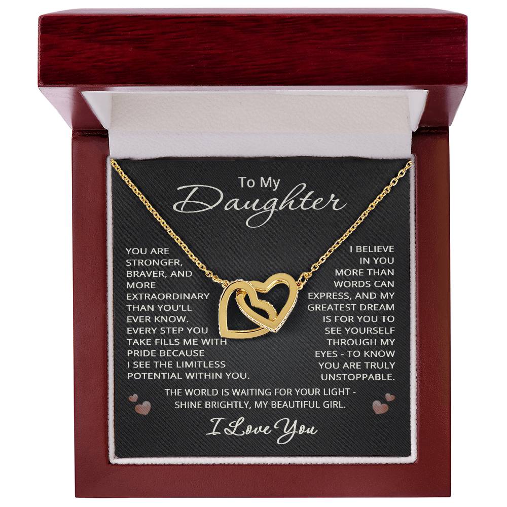 To My Daughter Necklace from Mom Dad I Love You Gift Heart Pendant Jewelry