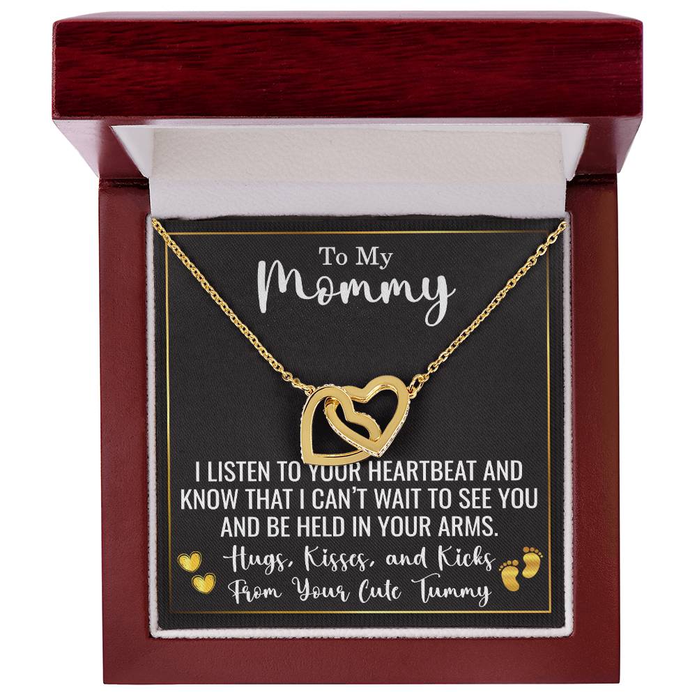 To My Mommy Necklace from Baby Bump – Expecting Mom Gift for Christmas, Baby Shower, or Mother’s Day – Hugs, Kisses, and Kicks from Your Tummy