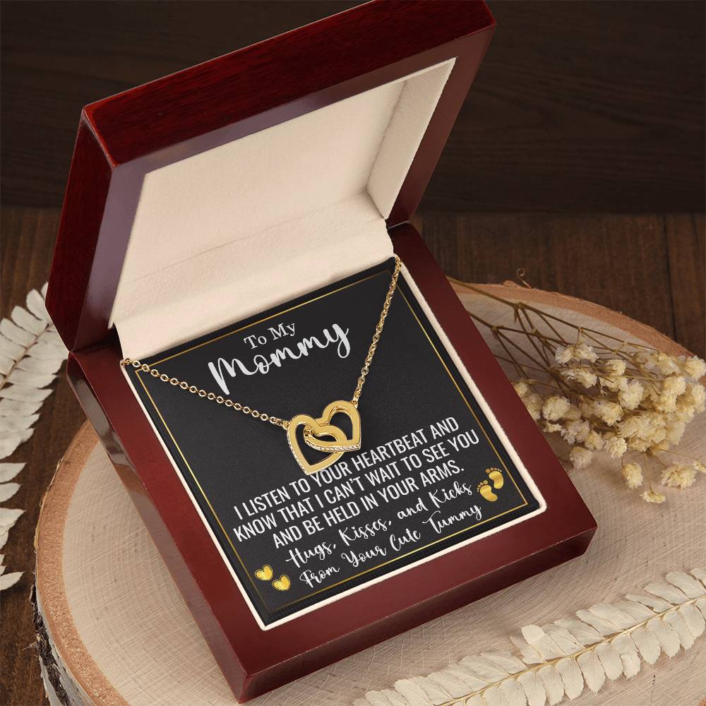 To My Mommy Necklace from Baby Bump – Expecting Mom Gift for Christmas, Baby Shower, or Mother’s Day – Hugs, Kisses, and Kicks from Your Tummy