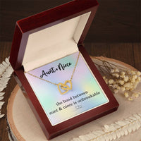 Load image into Gallery viewer, Aunt and Niece Necklace, Inspirational Gifts for Niece Birthday Christmas, Gifts from Aunt to Niece with Unbreakable Bond Quote, Interlocking Hearts Necklace ShineOn Fulfillment
