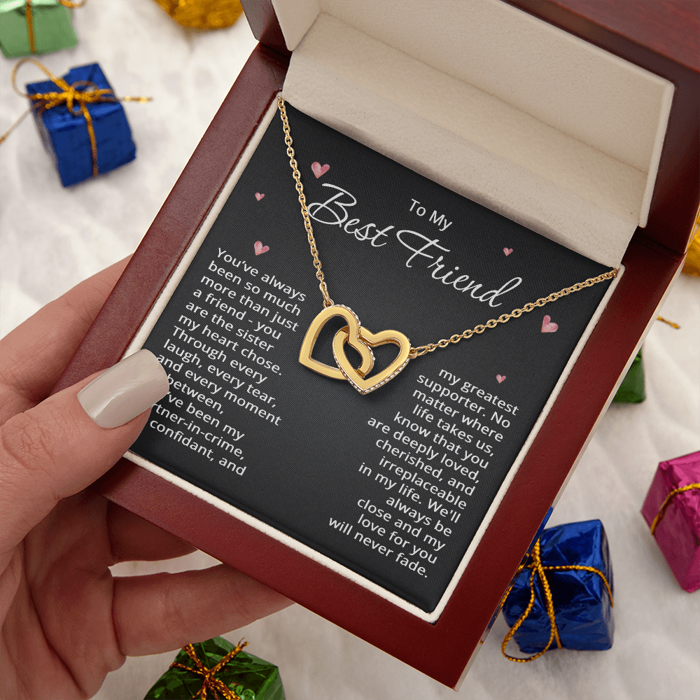 To My Best Friend Necklace Best Friend Christmas Gift Birthday Wedding Sister my Heart Chose Two Heart Pendant Bestie Jewelry BFF Gift Long Distance