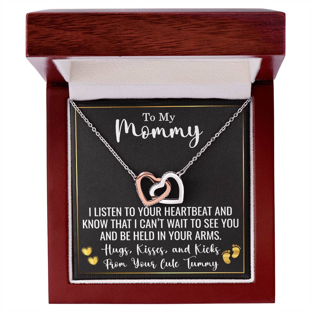 To My Mommy Necklace from Baby Bump – Expecting Mom Gift for Christmas, Baby Shower, or Mother’s Day – Hugs, Kisses, and Kicks from Your Tummy
