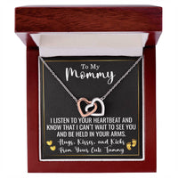 Load image into Gallery viewer, Mom to Be Gift from Bump, To My Mommy Interlocking Hearts Necklace with Message Card, Baby Shower Gift ShineOn Fulfillment
