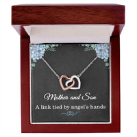 Load image into Gallery viewer, Mother Son Necklace – Interlocking Hearts Gift from Son with Heartfelt Message Card, Rose Gold Silver ShineOn Fulfillment
