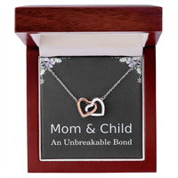 Load image into Gallery viewer, Mom and Child Necklace, Unbreakable Bond Gift for Mom with Heartfelt Message Card, Interlocking Hearts ShineOn Fulfillment
