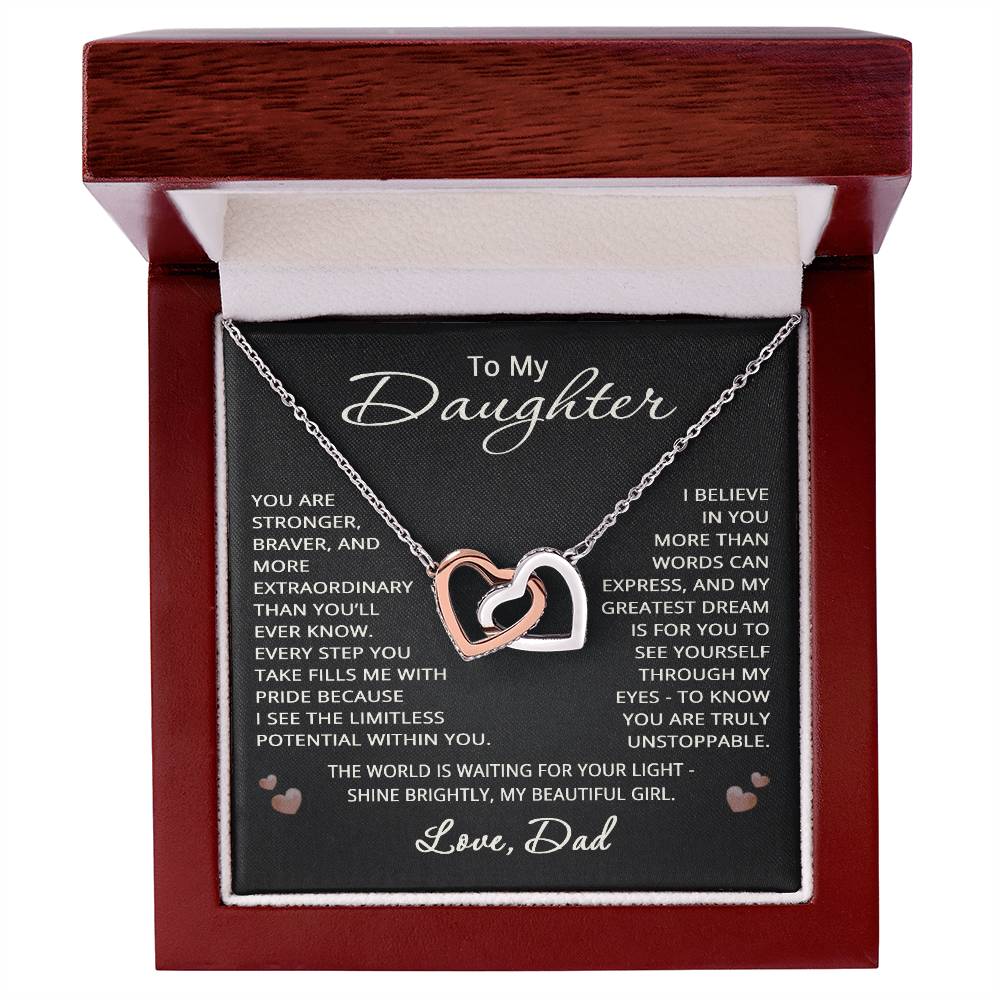 To My Daughter from Dad Necklace Love Dad Gift Heart Pendant Jewelry Christmas Birthday Graduation