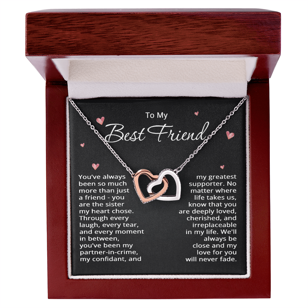 To My Best Friend Necklace Best Friend Christmas Gift Birthday Wedding Sister my Heart Chose Two Heart Pendant Bestie Jewelry BFF Gift Long Distance