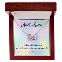 Load image into Gallery viewer, Aunt and Niece Necklace, Inspirational Gifts for Niece Birthday Christmas, Gifts from Aunt to Niece with Unbreakable Bond Quote, Interlocking Hearts Necklace ShineOn Fulfillment
