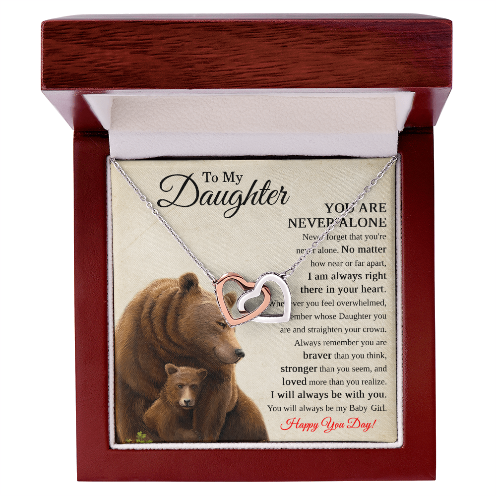 Birthday Jewelry for Daughter - To My Daughter Necklace with Two Hearts Stainless Steel