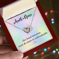 Load image into Gallery viewer, Aunt and Niece Necklace, Inspirational Gifts for Niece Birthday Christmas, Gifts from Aunt to Niece with Unbreakable Bond Quote, Interlocking Hearts Necklace ShineOn Fulfillment
