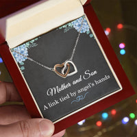 Load image into Gallery viewer, Mother Son Necklace – Interlocking Hearts Gift from Son with Heartfelt Message Card, Rose Gold Silver ShineOn Fulfillment

