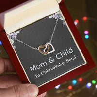 Load image into Gallery viewer, Mom and Child Necklace, Unbreakable Bond Gift for Mom with Heartfelt Message Card, Interlocking Hearts ShineOn Fulfillment
