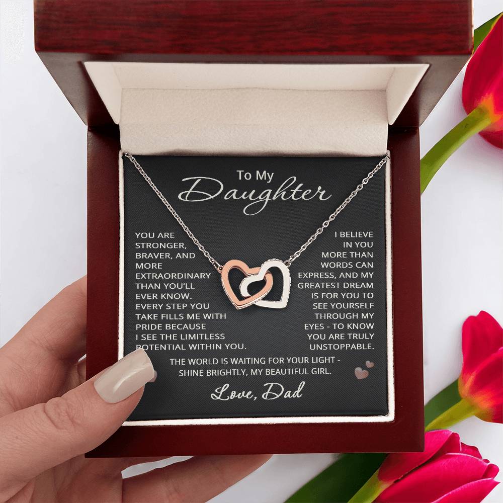 To My Daughter from Dad Necklace Love Dad Gift Heart Pendant Jewelry Christmas Birthday Graduation