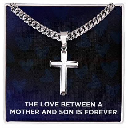 Son Necklace from Mom – Cross Pendant on Cuban Chain for Christmas, Birthday, or Graduation
