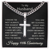 Load image into Gallery viewer, 98th Anniversary Gift for Husband - Cuban Link Cross Chain for Men, Stainless Steel
