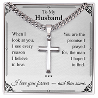 Load image into Gallery viewer, To My Husband Cross Necklace - Men's Adjustable Stainless Steel Cuban Link Chain for Valentines Day, Anniversary, Christmas, Birthday
