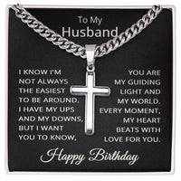 Load image into Gallery viewer, Birthday Gifts for Husband from Wife, To My Husband Cross Stainless Steel Cuban Link Necklace

