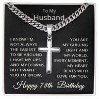 Load image into Gallery viewer, 78th Birthday Gifts for Husband – To My Husband Cross Necklace – Men’s Stainless Steel Cuban Link Chain
