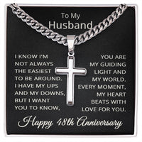 Load image into Gallery viewer, 48th Anniversary Gift for Husband - Cuban Link Cross Chain for Men, Stainless Steel
