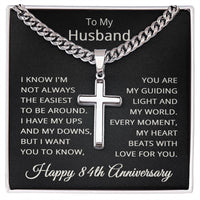 Load image into Gallery viewer, 84th Anniversary Gift for Husband - Cuban Link Cross Chain for Men, Stainless Steel
