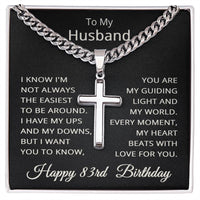 Load image into Gallery viewer, 83rd Birthday Gifts for Husband – To My Husband Cross Necklace – Men’s Stainless Steel Cuban Link Chain
