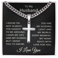 Load image into Gallery viewer, To My Husband Necklace - Valentines Day Jewelry for Husband - Cuban Link Chain with Cross for Men
