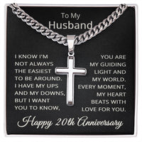 Load image into Gallery viewer, 20th Anniversary Gift for Husband - Cuban Link Cross Chain for Men, Stainless Steel

