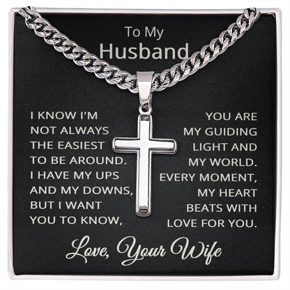To My Husband Cross Necklace