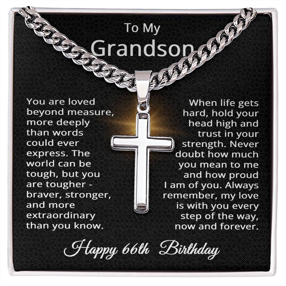 66th Birthday Gifts for Grandson Happy 66th Birthday Necklace Jewelry 66 Years Old Birthday Gift