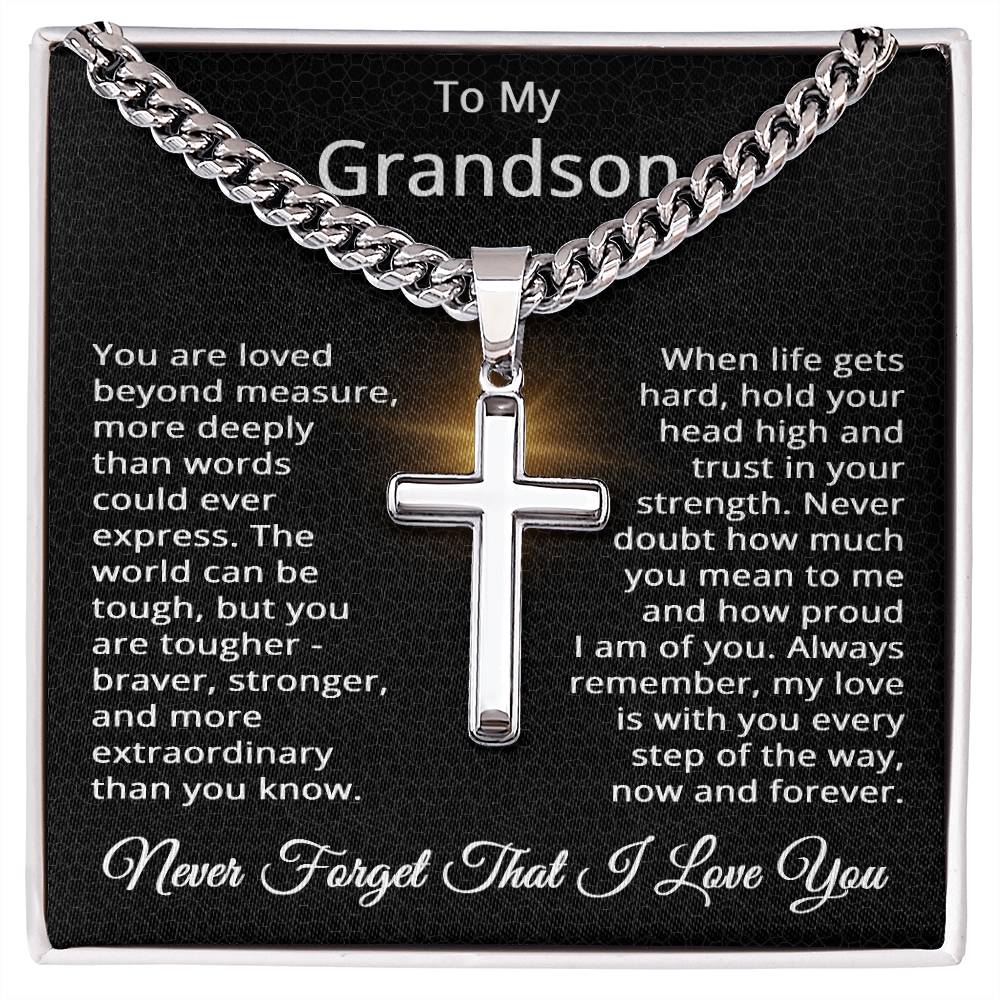 To My Grandson Cross Necklace from Grandparents